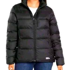 Eddie Bauer 650 Down Puffer Coat Woman XL Black Travel Packable Zip Jacket Nwt